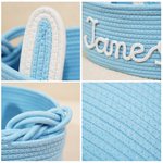 Panier de rangement personnalisé avec nom et oreilles de lapin en coton 100% tissé Cadeau de fête, d'anniversaire et de douche pour bébé et enfant
