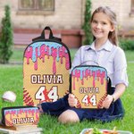 Henkilökohtainen jäätelö tippuu Baseball Sports Backpack Lounas laukku kynä Case Set nimi ja numero takaisin kouluun lahja lapsille opiskelijoille