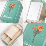 Portagioie portatile in pelle PU personalizzato con nome e specchio LED a tre colori per trucco regalo di compleanno essenziale per donne