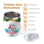Personalised Cartoon Pool Girl Tanned and Tipsy 12 oz Wine Tumbler with Name Funny Summer Holiday Holiday Birthday Gift for Women