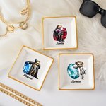 Spersonalizowany ceramiczny pojemnik na biżuterię z kamieniem narodzin i imieniem Hip-Hop Girl Teddy Bear Home Decor Prezent urodzinowy dla miłośników hip-hopu Black Queen Rapper