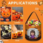 Personalized Face Photo Wizard Mummy Vampire Trick or Treat Bag Sweets Bucket with Name Halloween Party Favors Gift for Boys Girls