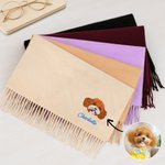 Écharpe Super Douce Personnalisée avec 1-3 Photos et Nom d'Animaux de Compagnie Brodées Accessoire de Mode Cadeau Anniversaire pour Femme Homme