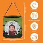 Personalized Face Photo Wizard Mummy Vampire Trick or Treat Bag Sweets Bucket with Name Halloween Party Favors Gift for Boys Girls