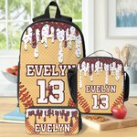 Henkilökohtainen jäätelö tippuu Baseball Sports Backpack Lounas laukku kynä Case Set nimi ja numero takaisin kouluun lahja lapsille opiskelijoille