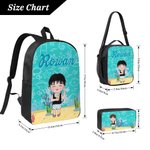 Personalizzato Personaggi dei cartoni animati multicolore Zaino Borsa per il pranzo Portamatite con nome Regalo di compleanno per bambini e bambine