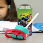 Personalized Dinosaur Fantasy Unicorn 12 oz Insulated Kid Water Bottle with Name Handle and Silicone Straw Birthday Back to School Gift for Kids