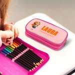 Estuche de lápices personalizado de doble capa impermeable con personaje de dibujos animados 3D nombre y texto regalo de vuelta al cole para niños