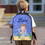 Personalizzato Personaggi dei cartoni animati multicolore Zaino Borsa per il pranzo Portamatite con nome Regalo di compleanno per bambini e bambine