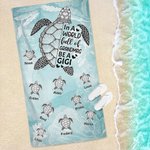 Spersonalizowany ręcznik plażowy Szybkoschnący Żółw Morski w Świecie Pełnym Babć z imionami 1-12 Letnie Wakacje Plaża Przyjęcie Prezent dla Babci