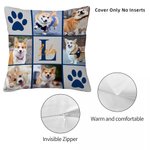 Henkilökohtainen monivärinen Paw Print Pet Valokuvat pehmeä heittää tyynyn kansi nimi ja Initial Home Decor syntymäpäivälahja lemmikkieläinten ystäville omistajille