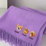 Écharpe Super Douce Personnalisée avec 1-3 Photos et Nom d'Animaux de Compagnie Brodées Accessoire de Mode Cadeau Anniversaire pour Femme Homme
