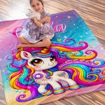 Personalizzato Dinosauri Fantasia Unicorni Coperta morbida con nome Home Decor Regalo di compleanno per bambini