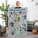 Personlig rolig Halloween alfabet mjuk pläd med namn heminredning utbildad Halloween present till baby småbarn