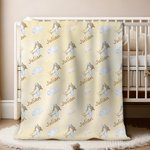 Personlig fly fly varmluftsballong sky swaddle teppe og knutehatt sett med navn bursdag baby shower gave til nyfødte babyer