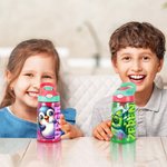 Personalisierte 475 ml Wasserflasche mit Cartoon-Tier Namen und Silikon-Strohhalm Schulanfang Geburtstag Geschenk für Jungen Mädchen Kinder