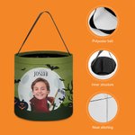 Personalized Face Photo Wizard Mummy Vampire Trick or Treat Bag Sweets Bucket with Name Halloween Party Favors Gift for Boys Girls