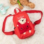 Zainetto da scuola personalizzato con orsacchiotto removibile e nome ricamato regalo perfetto per rientro a scuola per bambini