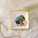 Spersonalizowany ceramiczny pojemnik na biżuterię z kamieniem narodzin i imieniem Hip-Hop Girl Teddy Bear Home Decor Prezent urodzinowy dla miłośników hip-hopu Black Queen Rapper