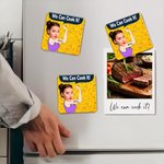 Personlig We Can Cook It Roligt ansiktsfoto Akryl kylskåpsmagnet med namn Heminredning Födelsedagspresent för matlagningsentusiaster