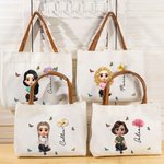 Bolso tote de lona personalizada con diseño de flor de nacimiento en 3D y asa de cuero regalo de cumpleaños para chicas y mujeres