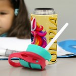 Personalized Dinosaur Fantasy Unicorn Name 12 oz Kid Insulated Water Bottle with Handle and Silicone Straw Birthday Back To School Gift for Boy Girl