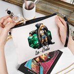 Personalised Hip-Hop Girl Teddy Bear Birthstone Design Makeup Bag with Name and Wrist Strap Birthday Gift for Black Queen Hip-Hop Lovers