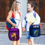 Personalised Rendered Dinosaur Pattern Multicolour Insulated Lunch Bag with Name Daily Travel Essential Back to School Birthday Gift for Boys Girls