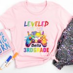 Personalised Gamepad Ink Splashing Design T-shirt Sweatshirt Hoodie with Name and Grade Back to School Birthday Gift for Boys Girls