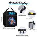 Personalised Rendered Dinosaur Pattern Multicolour Insulated Lunch Bag with Name Daily Travel Essential Back to School Birthday Gift for Boys Girls