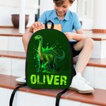 Personalized 3D Cartoon Dinosaur Multicolor Backpack with Name Back to School Birthday Gift for Kids Students