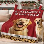 Henkilökohtainen Life Is Better Leopard Pet Photo Soft Throw Blanket kanssa nimi Home Decor joulu syntymäpäivälahja lemmikkieläinten ystäville