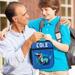 Personalised Rendered Dinosaur Pattern Multicolour Insulated Lunch Bag with Name Daily Travel Essential Back to School Birthday Gift for Boys Girls
