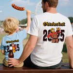 Personalisiertes Oktoberfest 2025 Cartoon-Charakter Baumwolle T-Shirt mit Biermuster-Initiale Party Geschenk für Kinder Erwachsenen Bierliebhaber