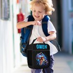 Personalised Rendered Dinosaur Pattern Multicolour Insulated Lunch Bag with Name Daily Travel Essential Back to School Birthday Gift for Boys Girls