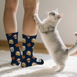 Personalisierte Bierkrüge Brezel Weiche Socken mit 1–2 Gesichtsfotos Atmungsaktiv Bier Party Oktoberfest Geschenk für Bierliebhaber Feierfreunde