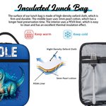Personalised Rendered Dinosaur Pattern Multicolour Insulated Lunch Bag with Name Daily Travel Essential Back to School Birthday Gift for Boys Girls