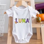 Personlig Söt Spöke Pumpa Alfabet 100% Bomull Barn T-shirt Baby Bodysuit med Namn Välkommen Halloween Kostym Julklapp för Barn