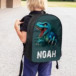 Personalized 3D Cartoon Dinosaur Multicolor Backpack with Name Back to School Birthday Gift for Kids Students