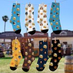 Personalisierte Bierkrüge Brezel Weiche Socken mit 1–2 Gesichtsfotos Atmungsaktiv Bier Party Oktoberfest Geschenk für Bierliebhaber Feierfreunde