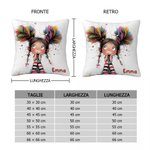 Fodera per cuscino personalizzata con nome e disegno di ragazza carina e stravagante regalo per compleanni e occasioni speciali per ragazze e donne
