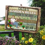 Panneau en métal personnalisé en forme de personnage de dessin animé avec nom Décoration de jardin Cadeau d'anniversaire pour la famille Amoureux du jardinage