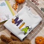 Personlig Söt Spöke Pumpa Alfabet 100% Bomull Barn T-shirt Baby Bodysuit med Namn Välkommen Halloween Kostym Julklapp för Barn