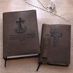 Personalisierte Kreuz Bibel Vers PU Leder Bibel Hülle Fall mit Namen und Stifthalter Geburtstag religiöse Taufe Geschenk für Christen