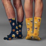 Personalisierte Bierkrüge Brezel Weiche Socken mit 1–2 Gesichtsfotos Atmungsaktiv Bier Party Oktoberfest Geschenk für Bierliebhaber Feierfreunde