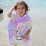 Henkilökohtainen Fantasy Unicorn Ylimitoitettu pehmeä hupullinen rantapyyhe nimellä Initial Beach Party Travel Kesäloma Syntymäpäivälahja tytöille