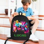 Gepersonaliseerde Kleurrijke Inktspatten Gamepad Stijl Pixel Rugzak met Naam Terug naar School Verjaardags Cadeau voor Studenten Game Liefhebbers