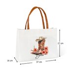 Bolso de lona personalizado con nombre y flor de nacimiento diseño de botas vaqueras y asa de cuero PU regalo de cumpleaños para mujeres