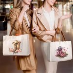 Bolso de lona personalizado con nombre y flor de nacimiento diseño de botas vaqueras y asa de cuero PU regalo de cumpleaños para mujeres