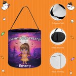 Personalized Cute Cartoon Vampire Witch Halloween Sweets Basket with Name Trick or Treat Activity Halloween Party Gift for Boys Girls